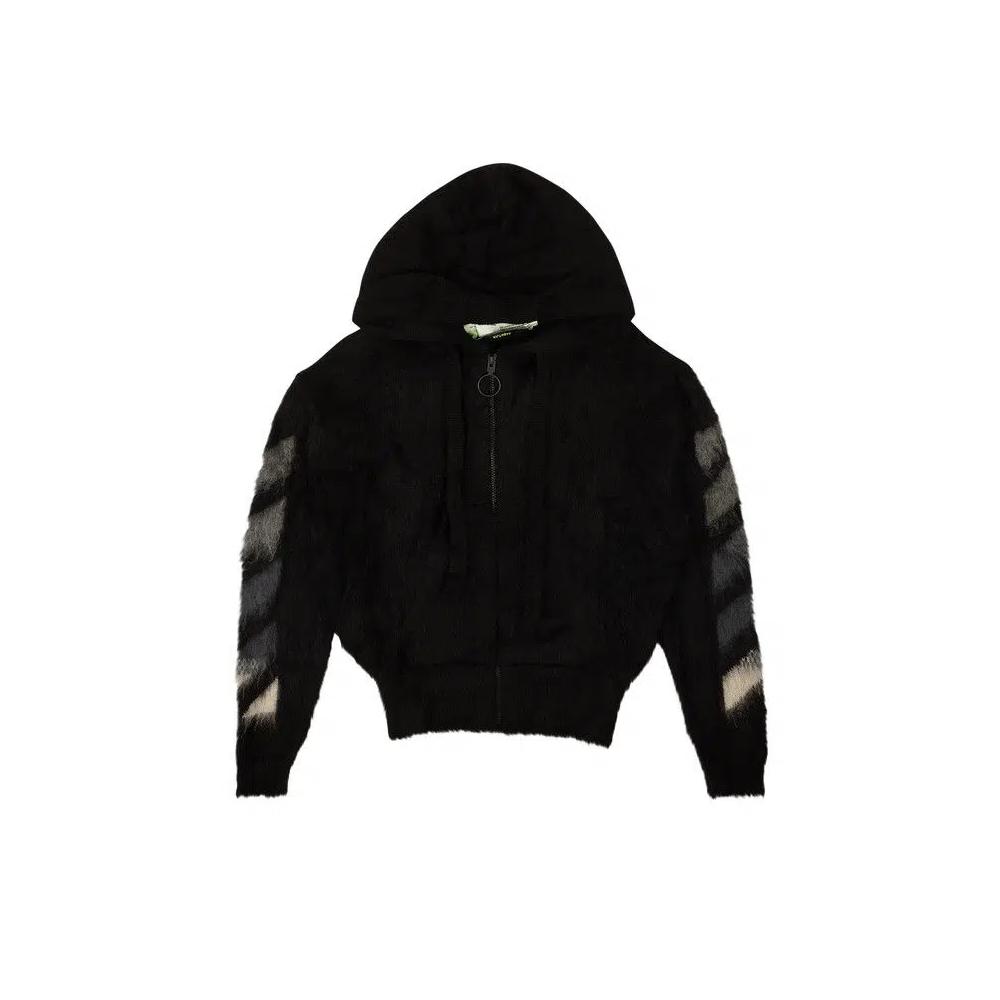 Застегивающиеся кофты Off-White Brushed Mohair Zip Hoodie 'Black' 1