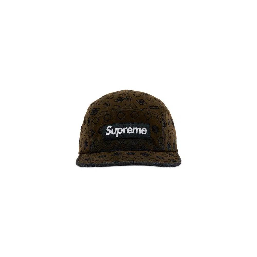 Кепки Supreme Flocked Denim Camp Cap 'Black' 1