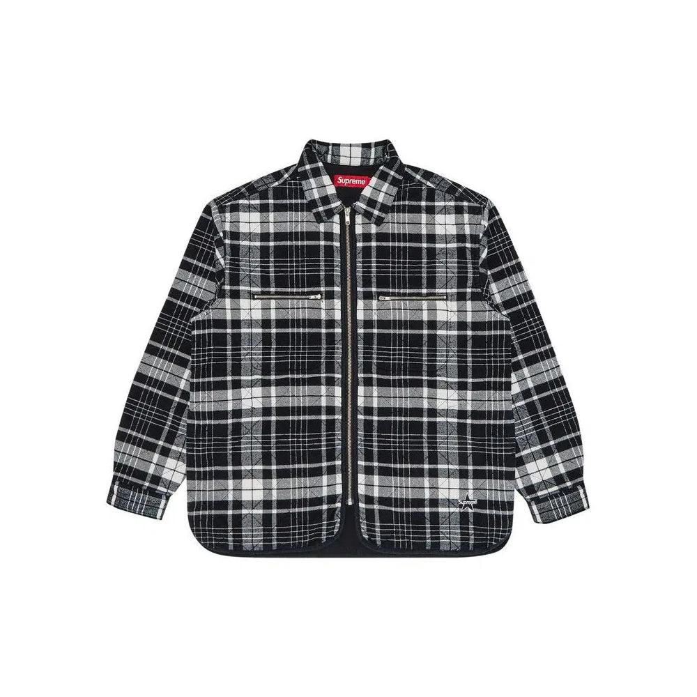 Рубашки Supreme Quilted Flannel Zip Up Shirt 'Черный' 1