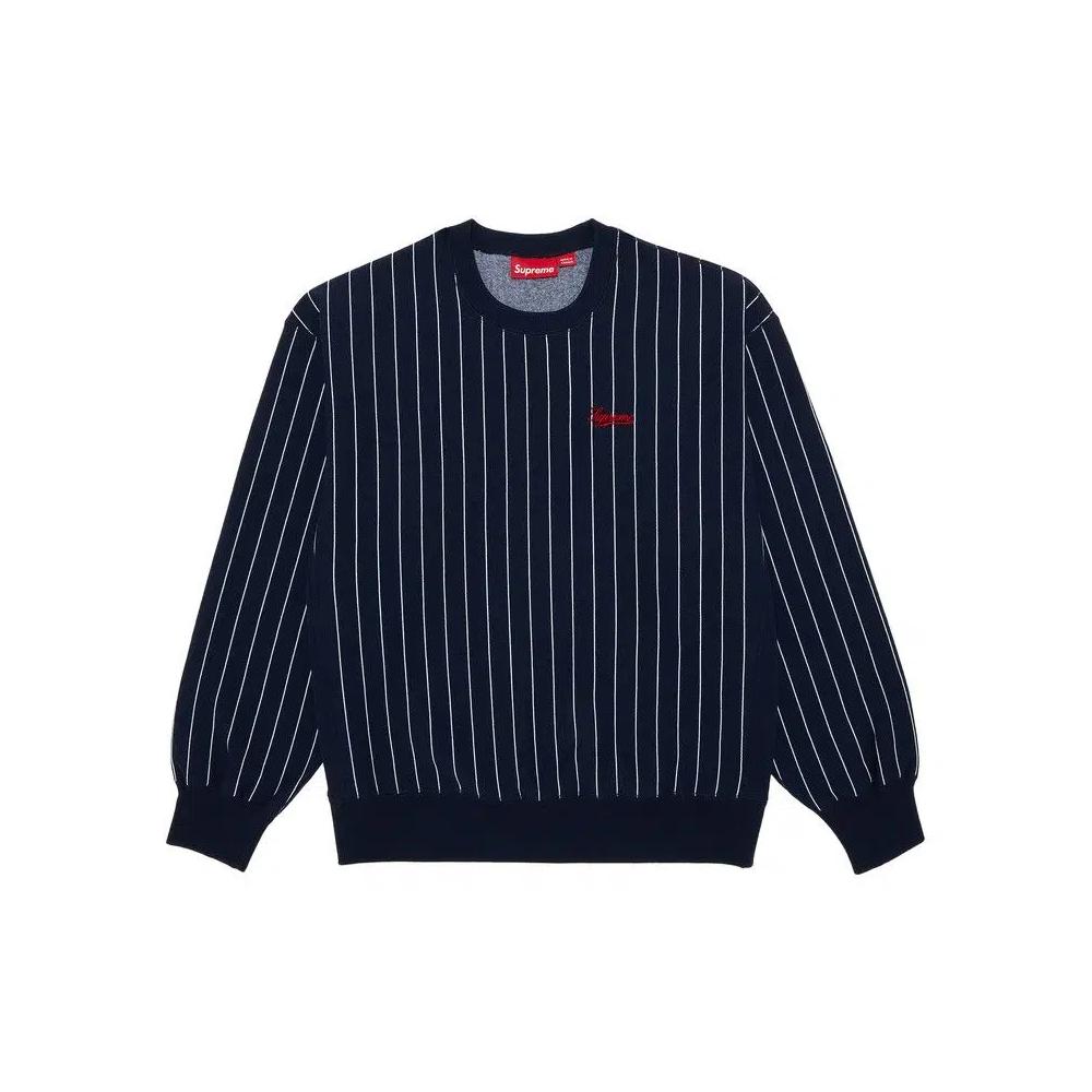 Свитеры Supreme Pinstripe Crewneck 'Navy' 1