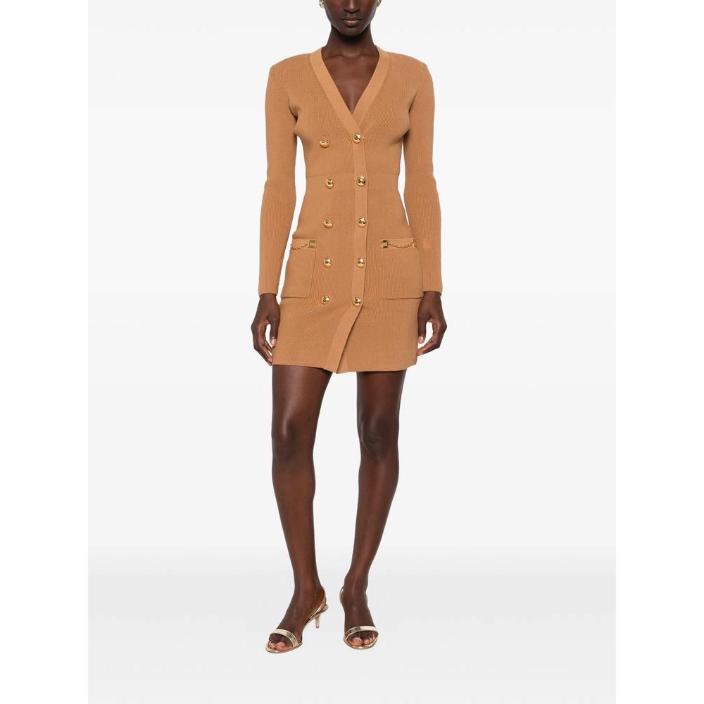 double-breasted ribbed-knit mini dress 2