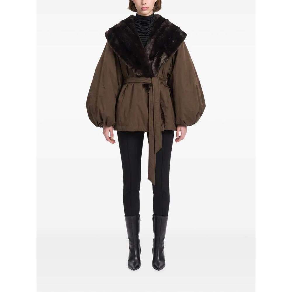 faux-fur collar belted jacket 2
