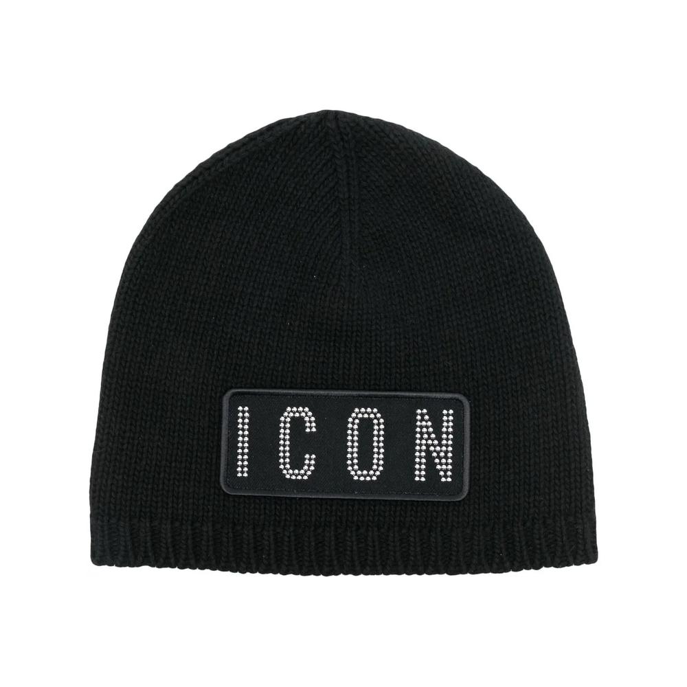 Icon-patch knitted beanie 1