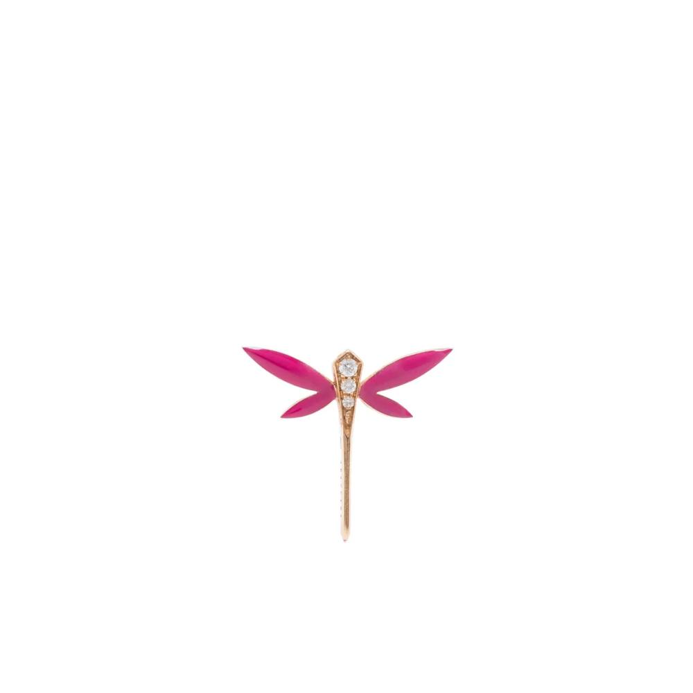 Серьга-гвоздик Dragonfly из желтого золота с бриллиантами 1