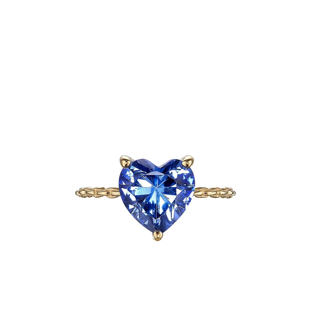 Кольцо Heart из желтого золота с сапфирами 1