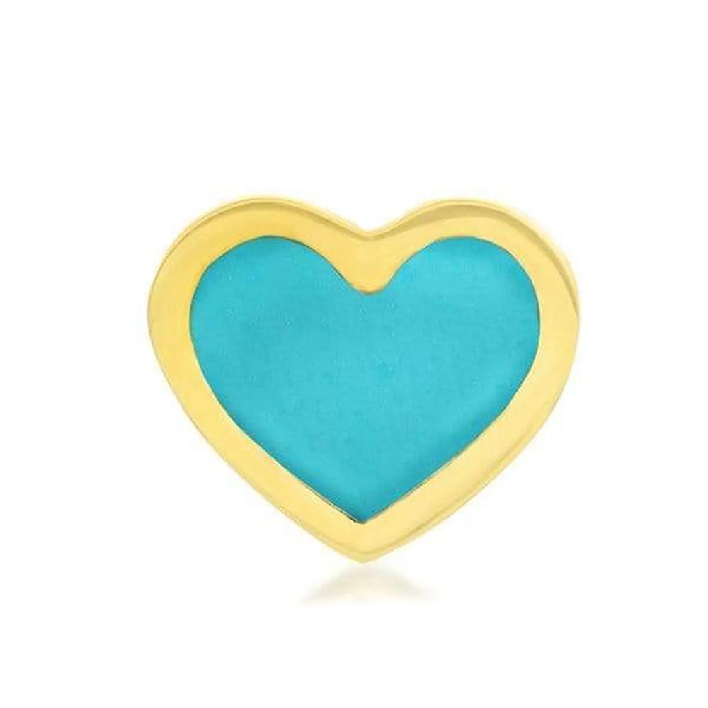 Серьги-гвоздики XS Heart из желтого золота с бирюзой 2