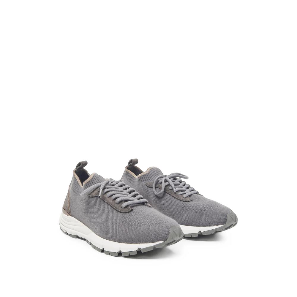 suede-trim knitted sneakers 2