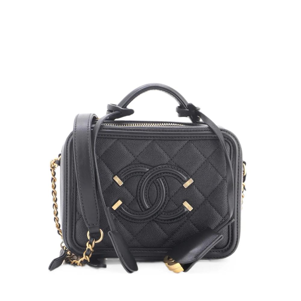 Маленькая сумка-сэтчел Filigree Vanity Case Quilted Caviar 1
