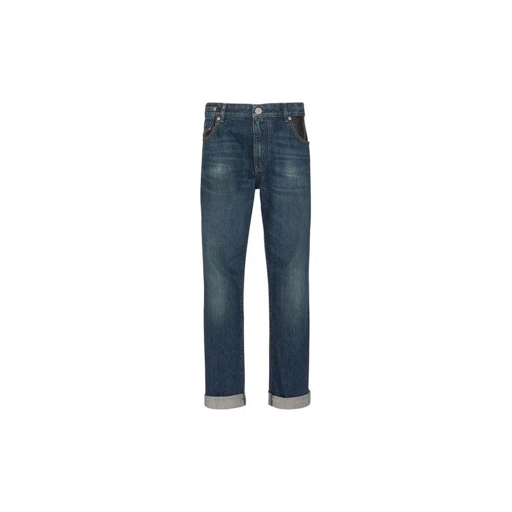 Джинсы Balmain Leather Pocket Regular Denim Pants 'Blue' 1