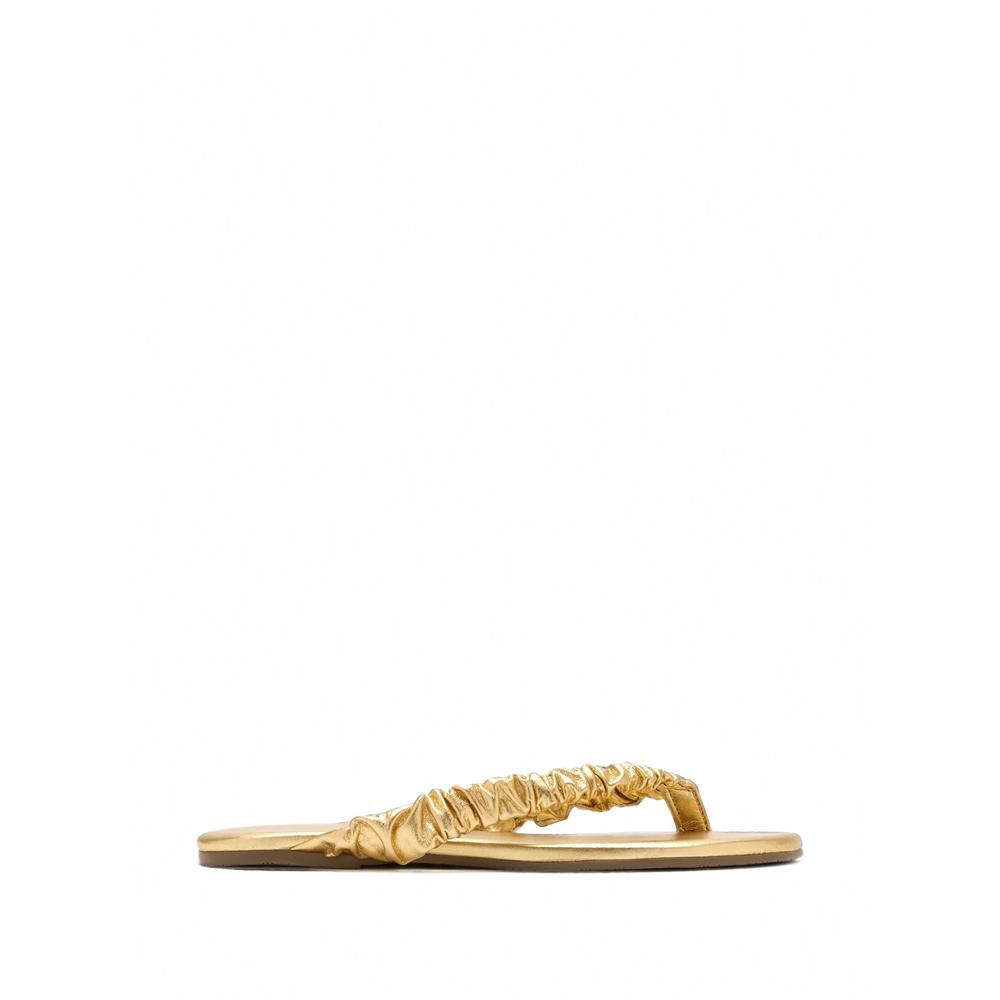 Savannah ruched-leather flat thong sandals 1