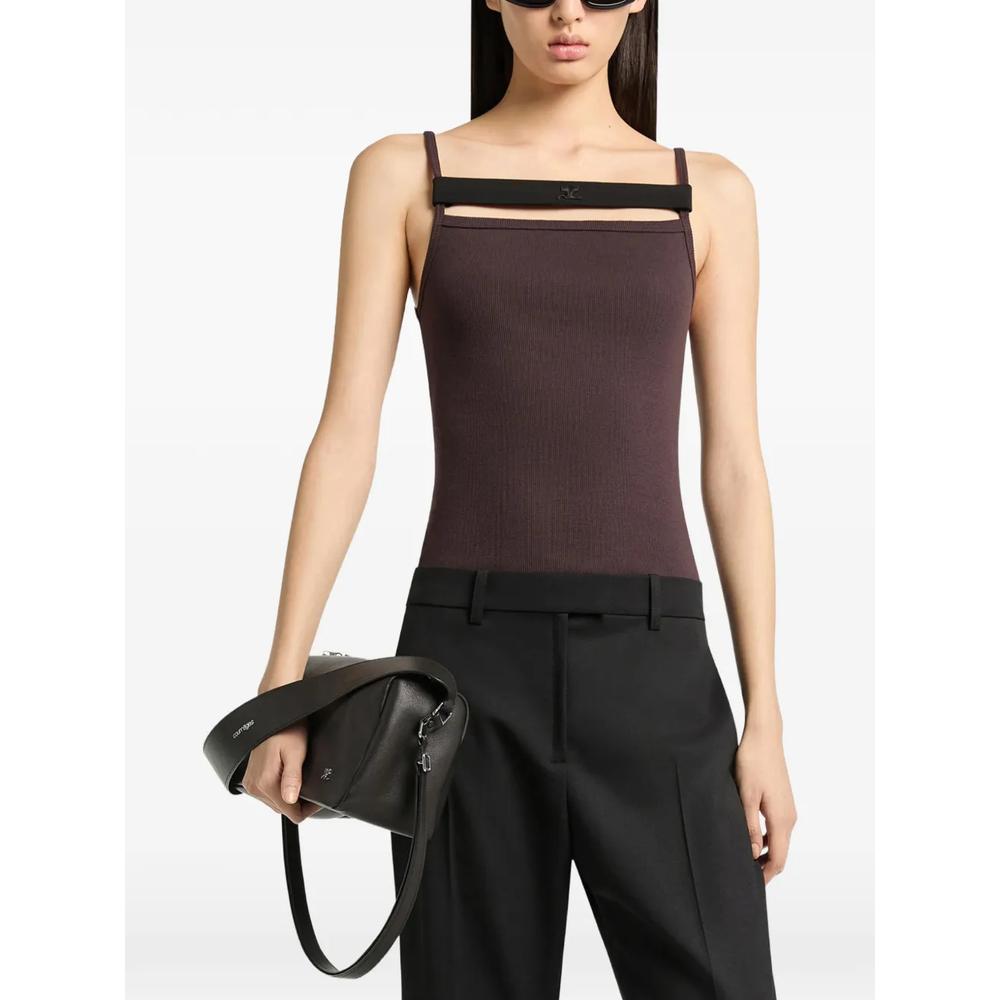 ribbed-knit strap-detail tank top 2