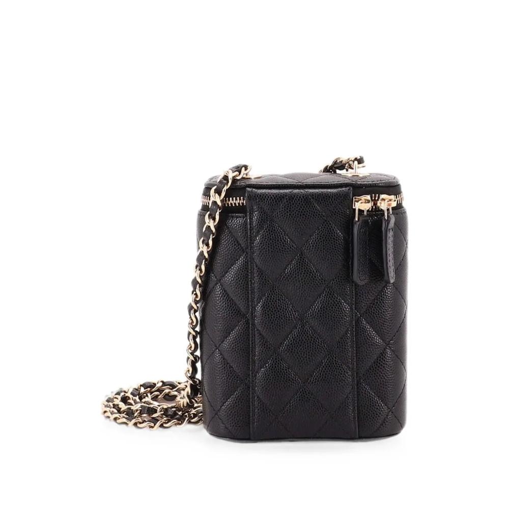 Маленькая сумка на плечо Vertical Classic Vanity Case with Chain Quilted Caviar 2