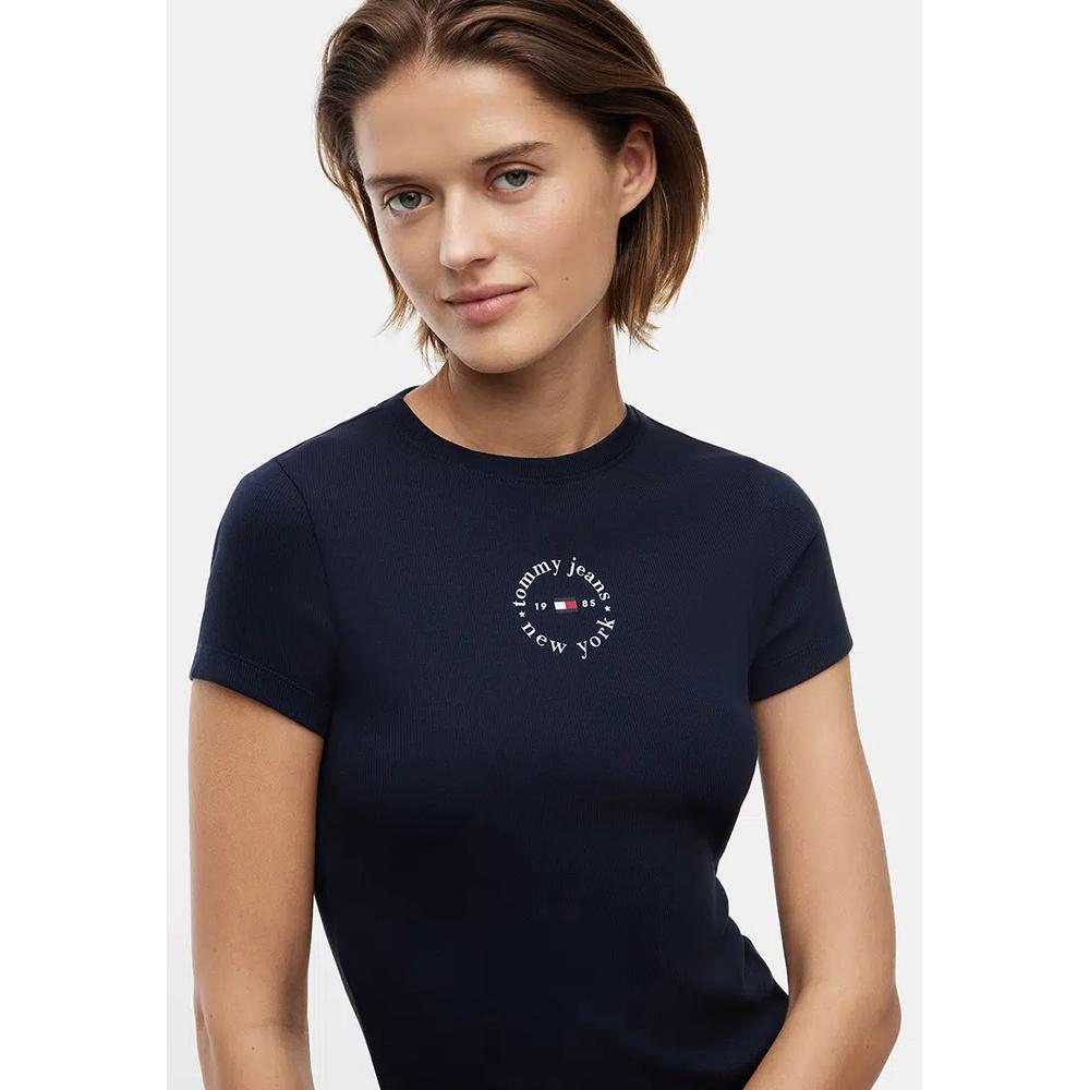 Базовое лого облегающее ребристое трикотажное футболка - Tommy Jeans 3