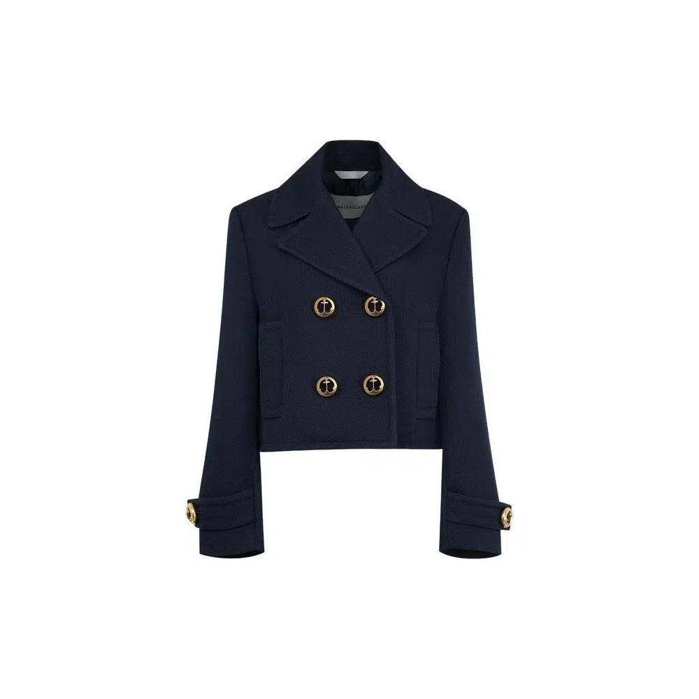 Пальто-пикок Balenciaga Cropped Peacoat 'Темно-синий' 1
