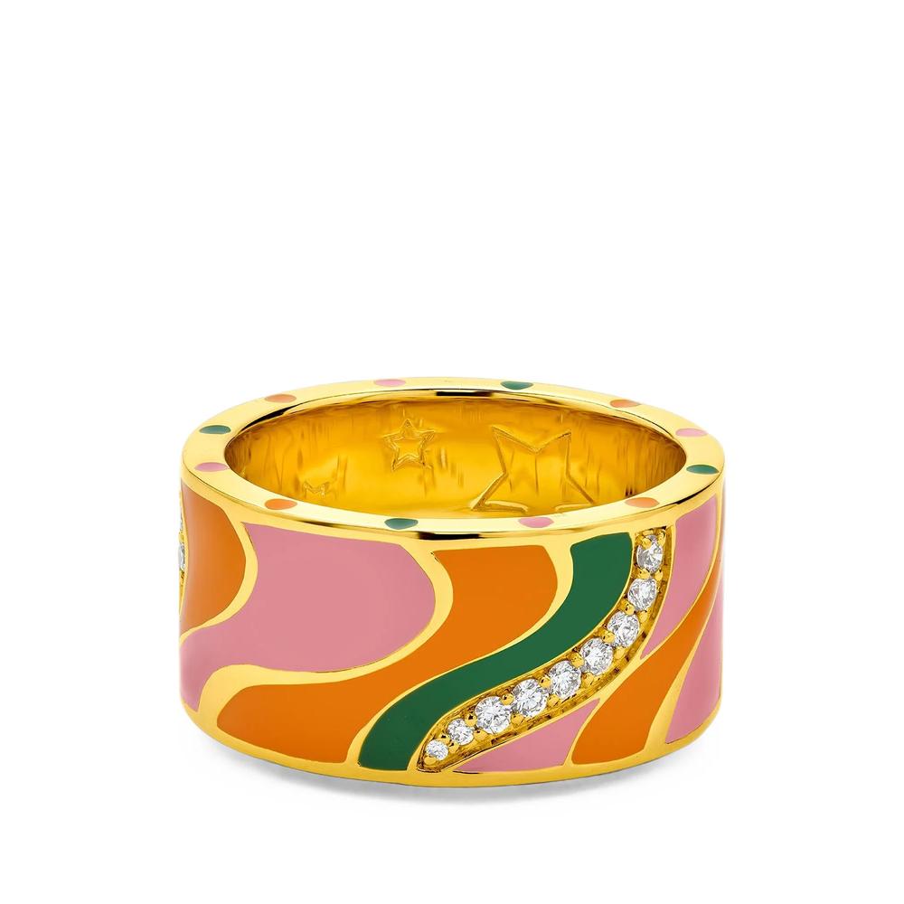 groovy swirl diamond and enamel ring 1