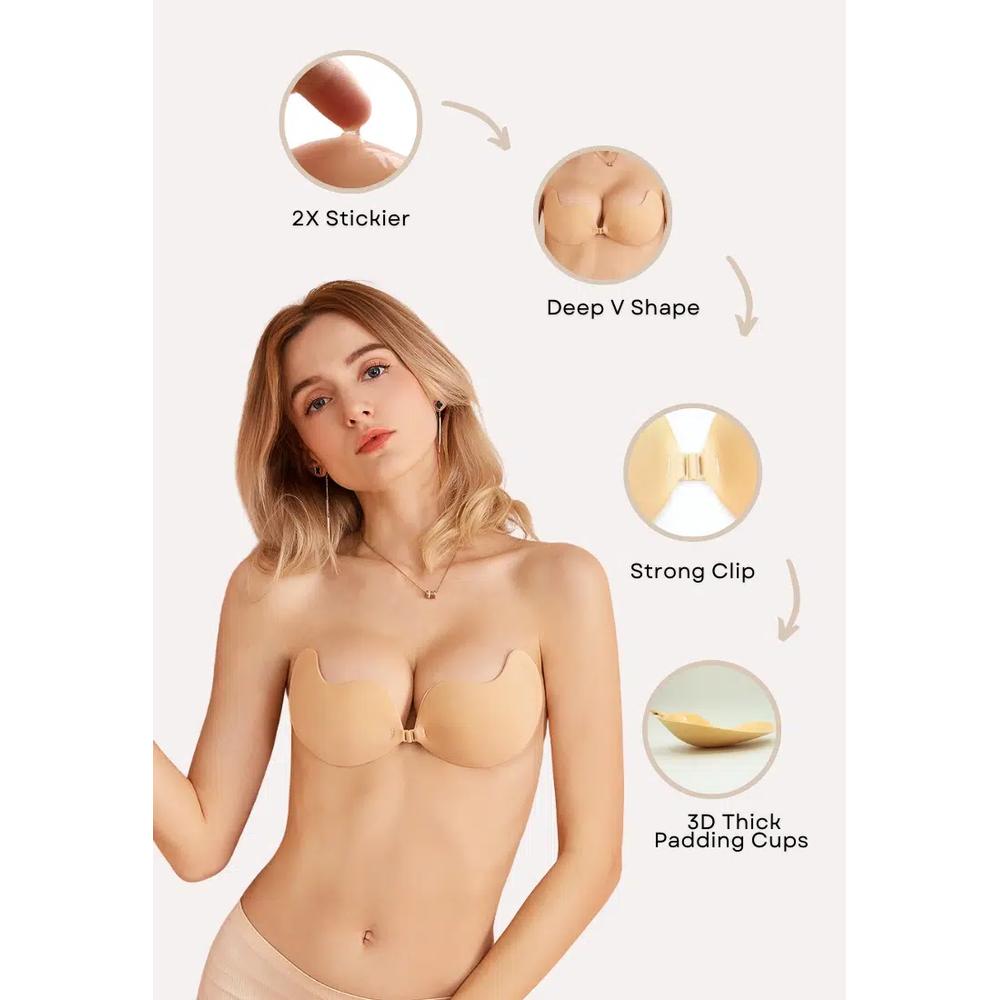 Бюстгальтер Emilia Wing Push Up Nubra черный бесшовный невидимый многоразовый клеящийся для свадьбы 8