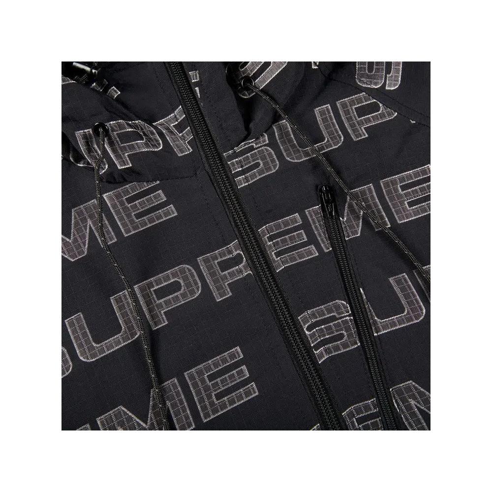 Куртки Supreme Logo Ripstop Hooded Track Jacket 'Black' 2
