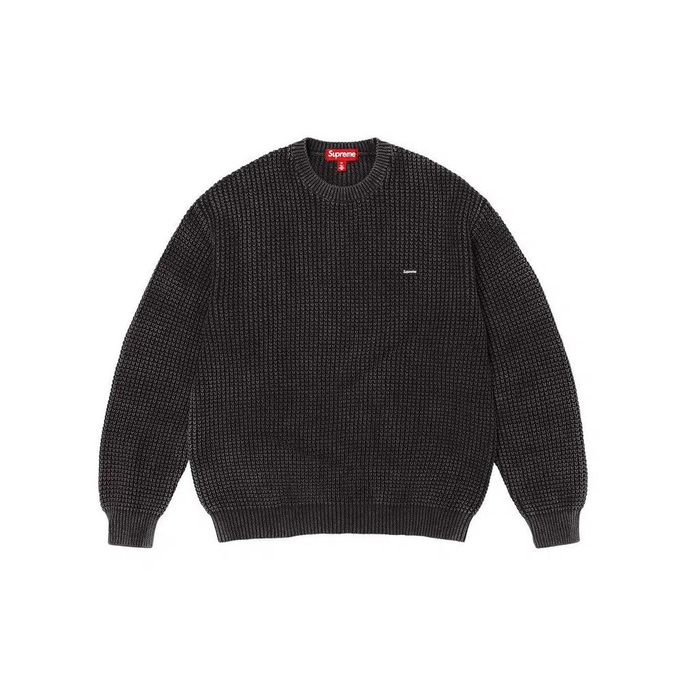 Свитеры Supreme Washed Small Box Waffle Sweater 'Black' 1