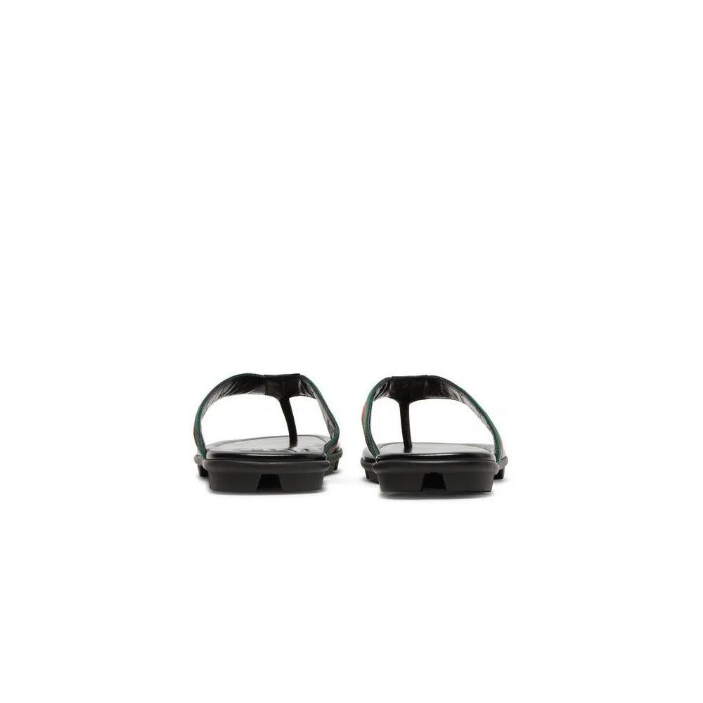 Шлепанцы Gucci Leather Web Thong 'Black' 6