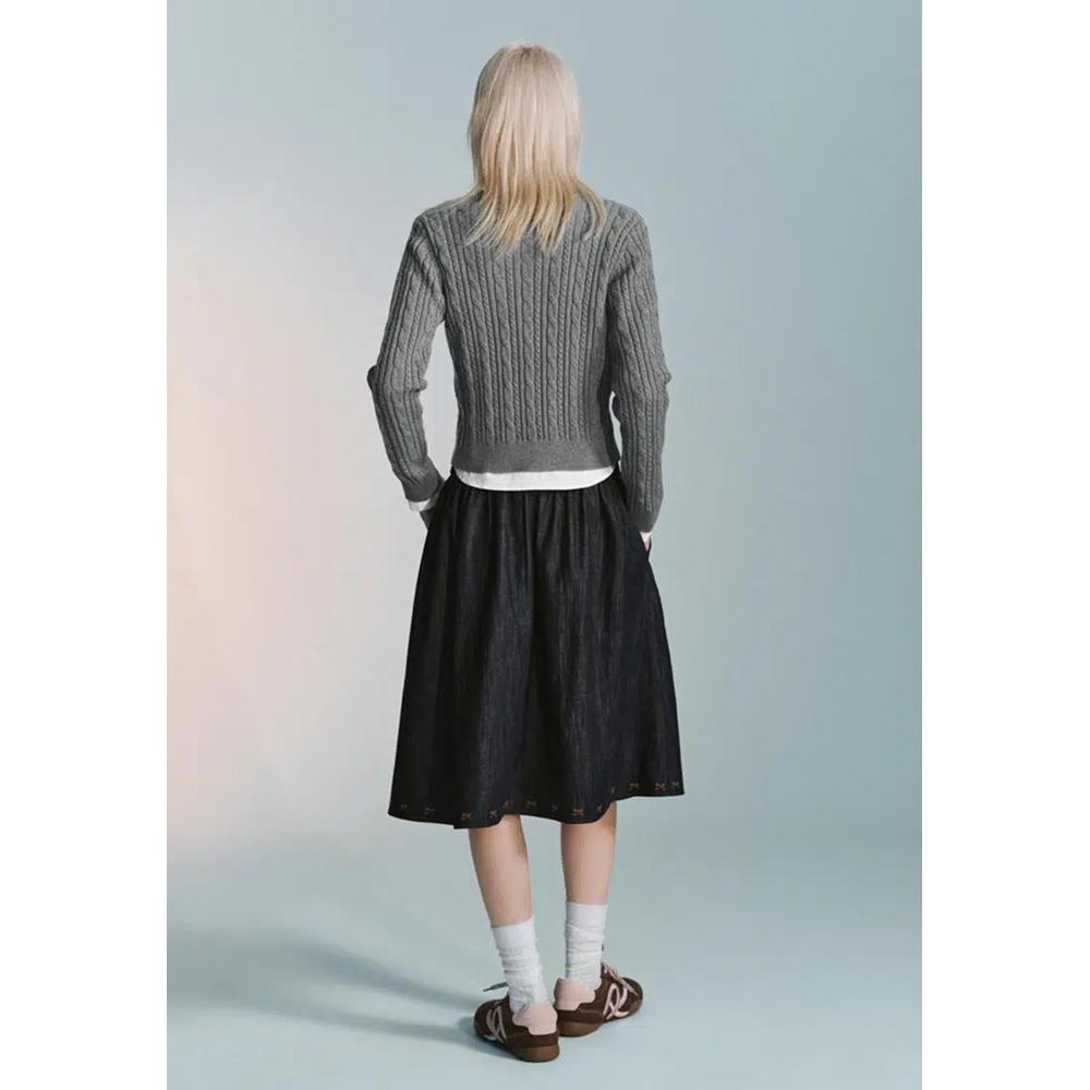 Мини-джинсовая юбка с оборками 4