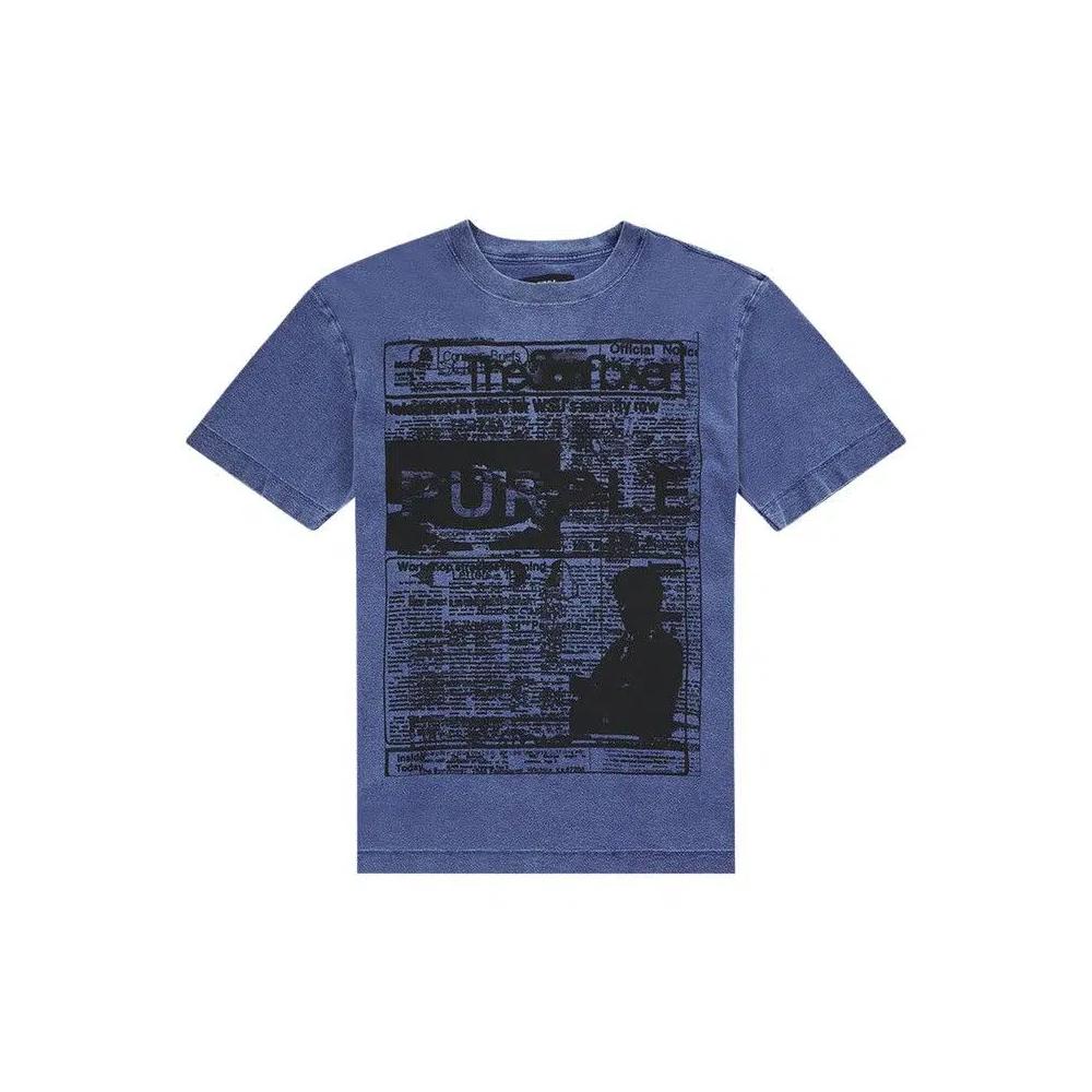 Топы PURPLE BRAND Textured Short-Sleeve Tee 'Blue' 1