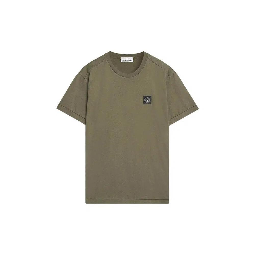 Футболка Tops Stone Island с окрашенной тканью и логотипом, цвет «Military Green» 1