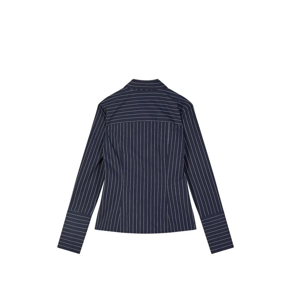 pinstripe-pattern tie-detail shirt 2