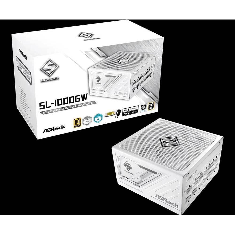 ASRock Steel Legend SL-1000GW 1000W 80Plus Gold сертифицирован, полностью модульный блок питания - белый 1