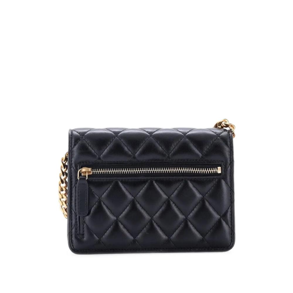 Стеганая мини-сумка через плечо Pearl Samba Resin Wallet on Chain Quilted Calfskin 2