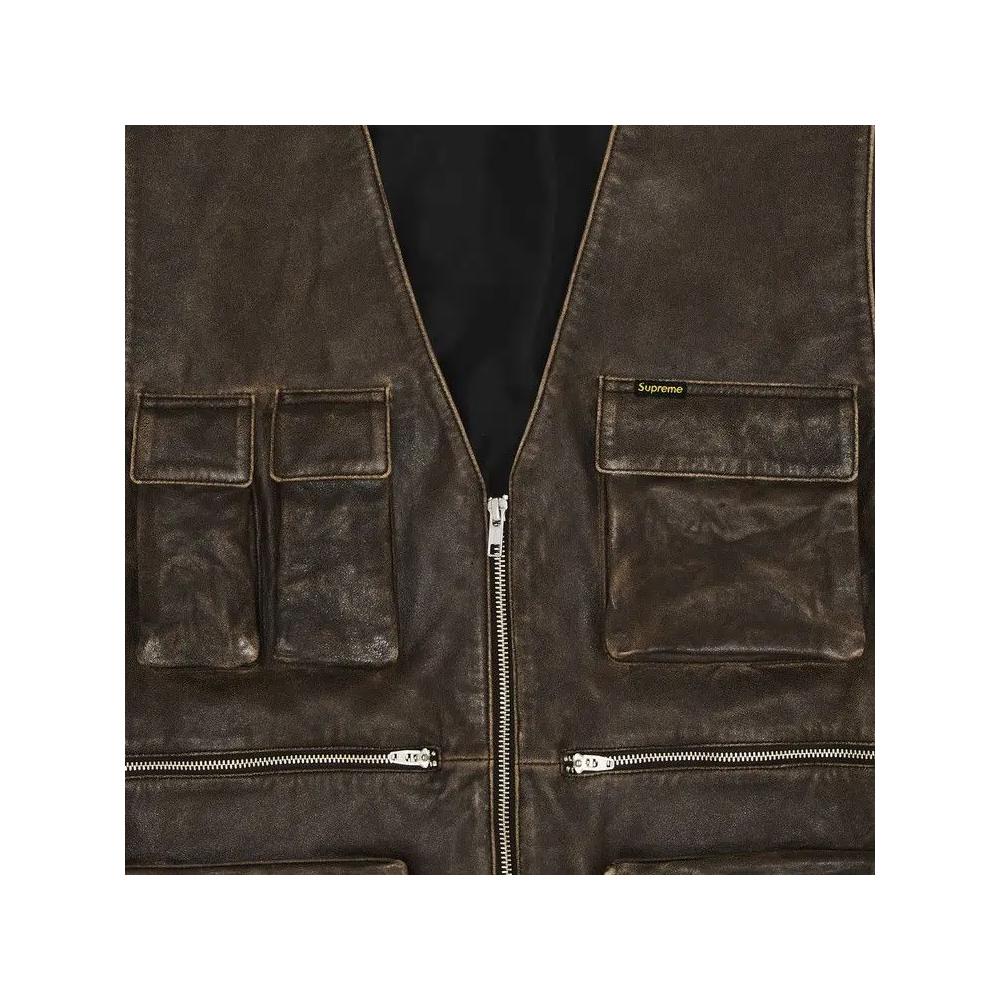Жилеты Supreme Leather Cargo Vest 'Коричневый' 3