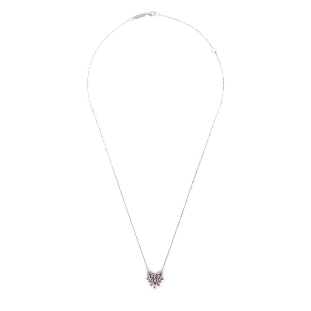Колье Heart Pendant из белого золота с бриллиантами и сапфирами 1