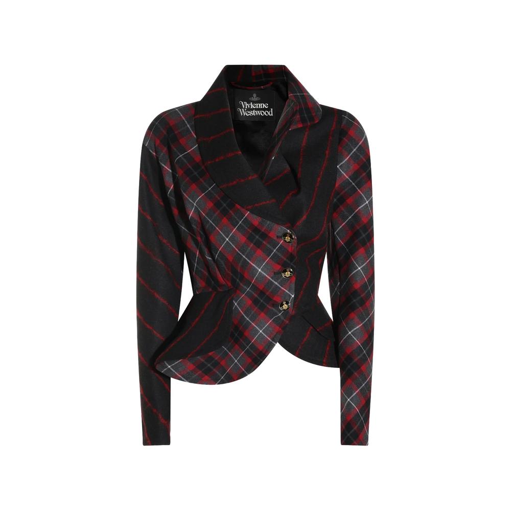 Stormy tartan-check asymmetric jacket 1