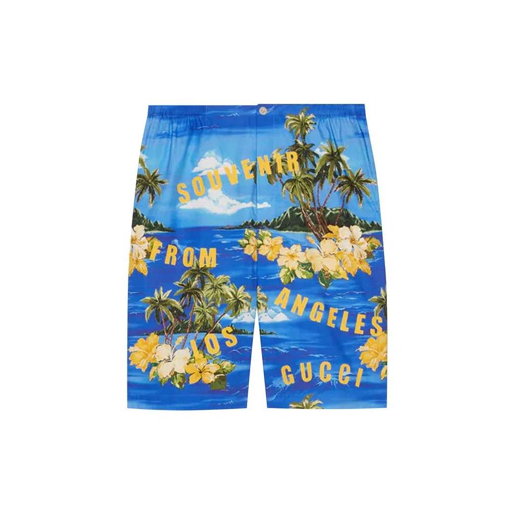 Шорты Gucci Poplin 'Синий/Желтый' 1