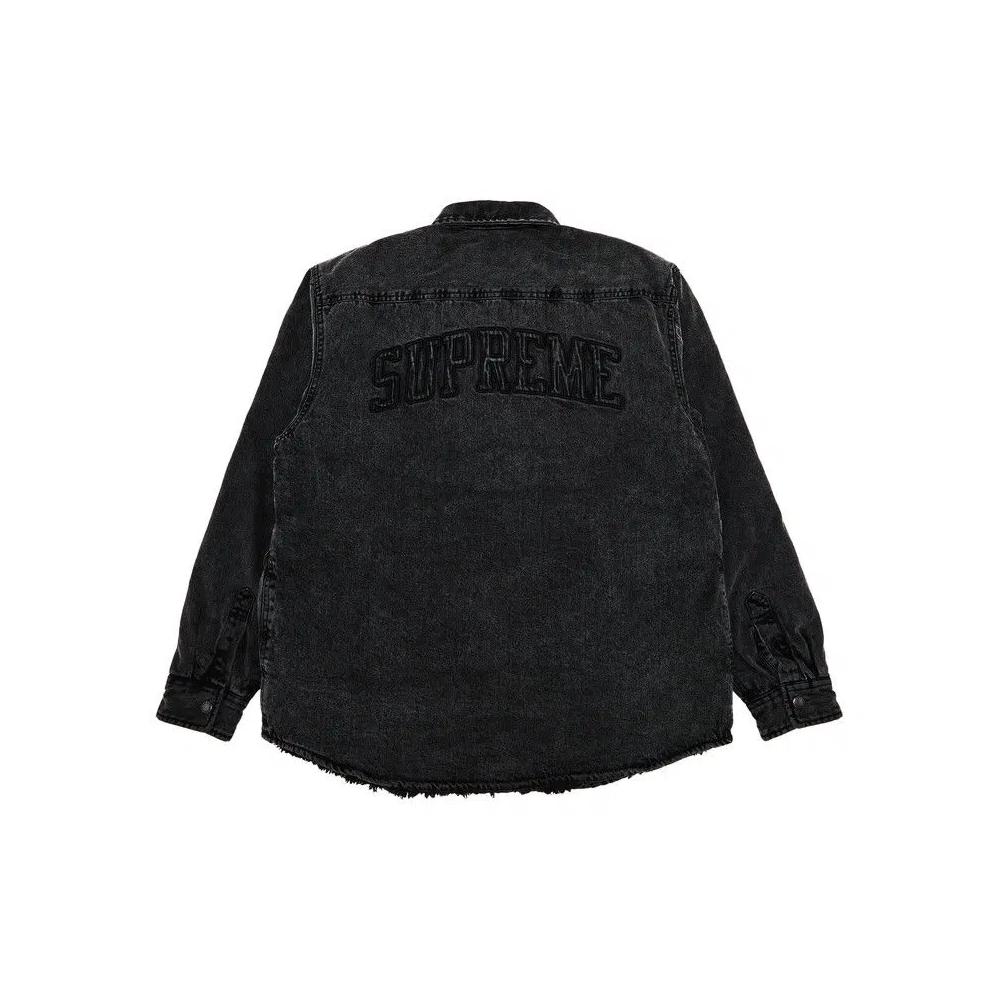 Рубашки на пуговицах Supreme Faux Shearling Lined Work Shirt 'Black Denim' 2