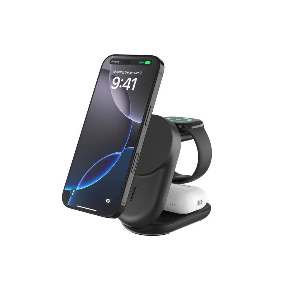 BELKIN UltraCharge Qi2 3-в-1 складное магнитное зарядное устройство 25W - Black 1