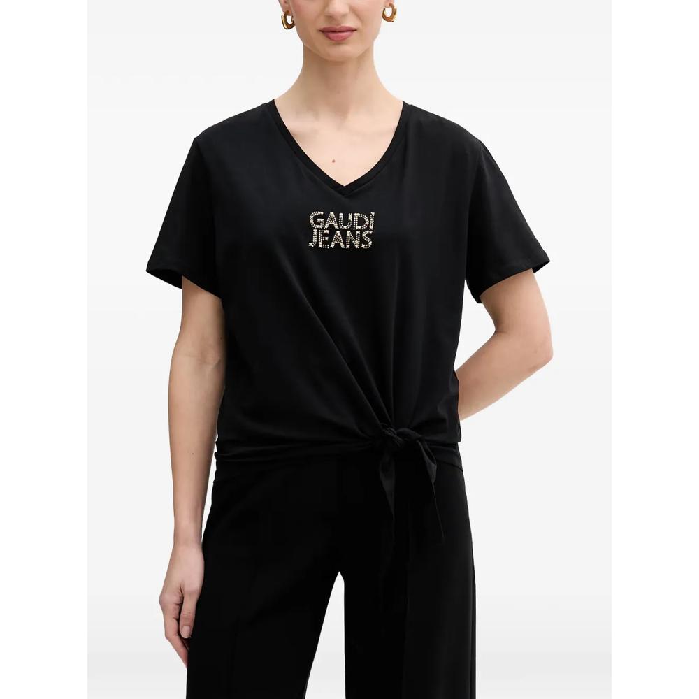 logo-embellished knot-detail T-shirt 1