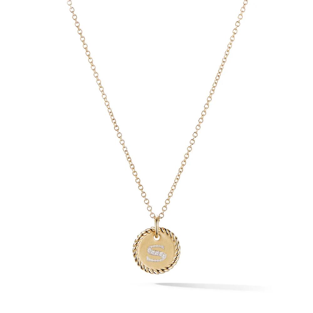 Колье S Initial Charm из желтого золота с бриллиантами 1