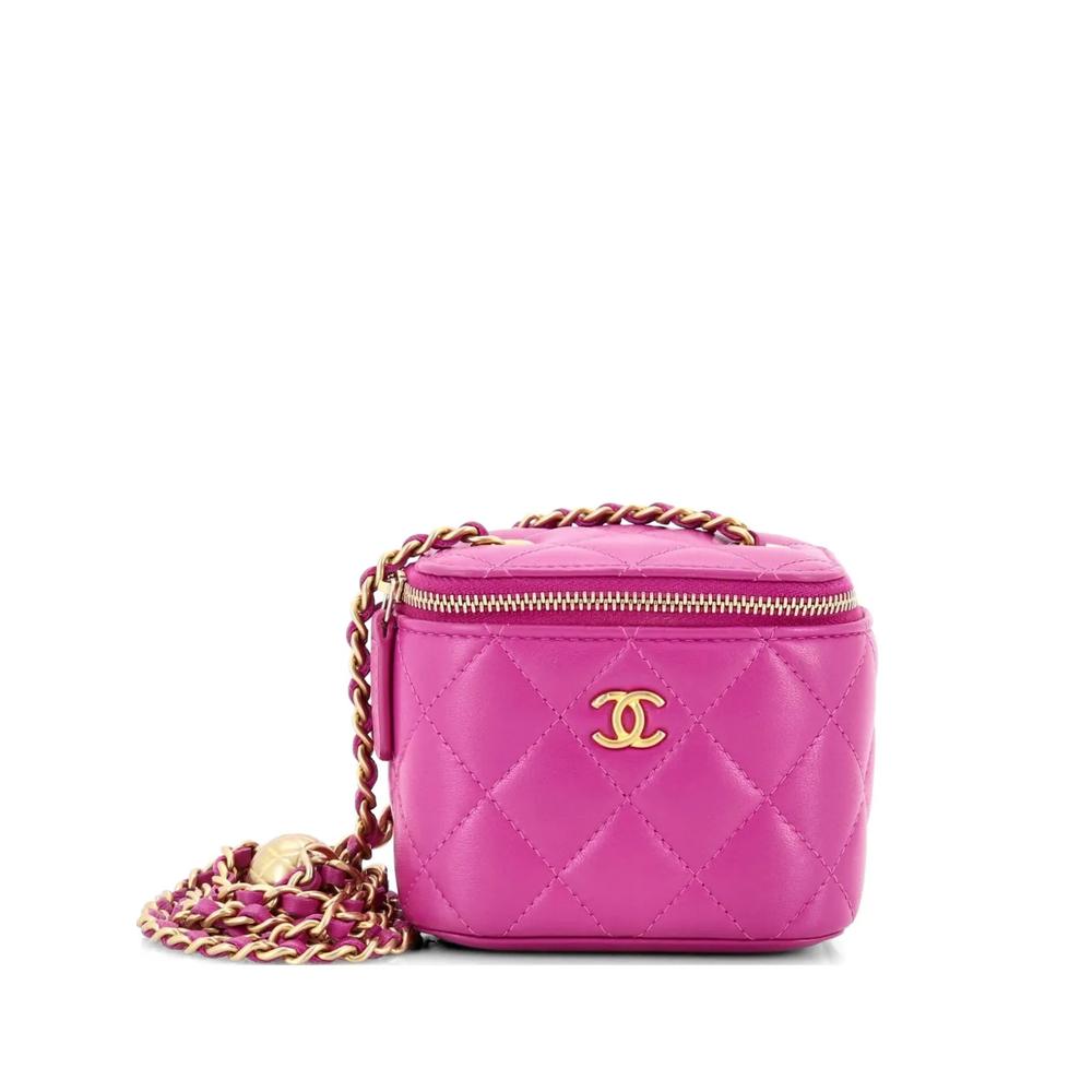 Стеганый мини-клатч Pearl Crush Vanity Case with Chain Quilted Lambskin 1