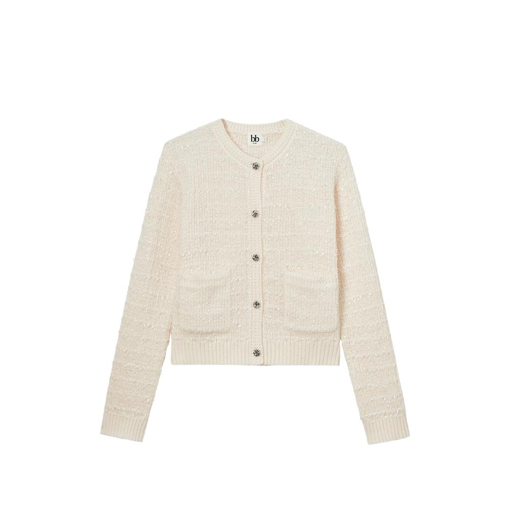 sequin-embellished bouclé cardigan 1