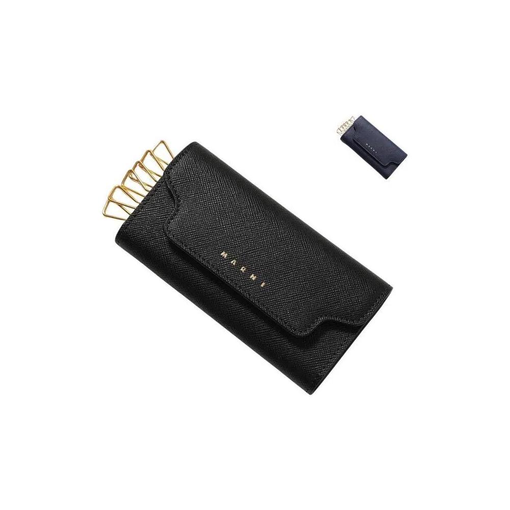 Кошельки Marni Trunk 6 Hook Leather Key Chain Case 'Black' 2