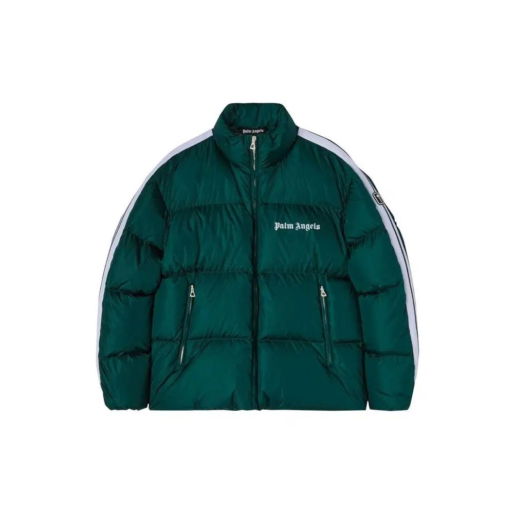 Пуховики Palm Angels Classic Track Down Jacket 'Green/White' 1