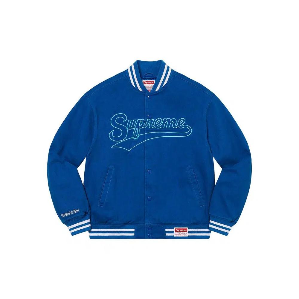 Варсити-куртки Supreme x Mitchell & Ness Doughboy Twill Varsity Jacket 'Blue' 1