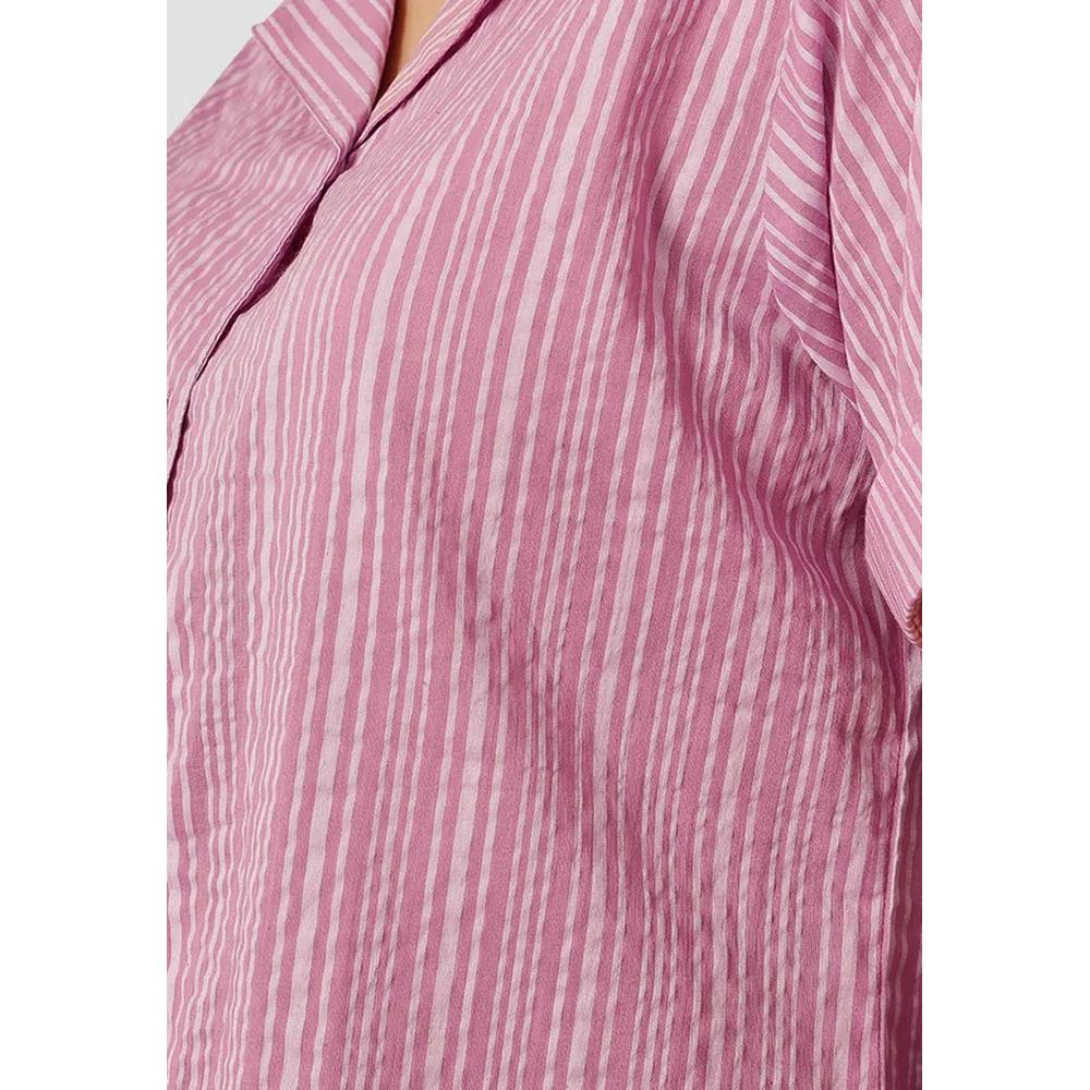 Sassy Stripes корейская пижама-двойка на пуговицах, сиреневая — хлопок 7
