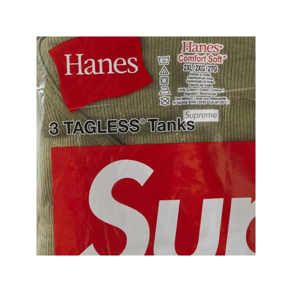 Майки Supreme x Hanes Tagless Tank Tops (3 Pack) 'OLIVE' 3