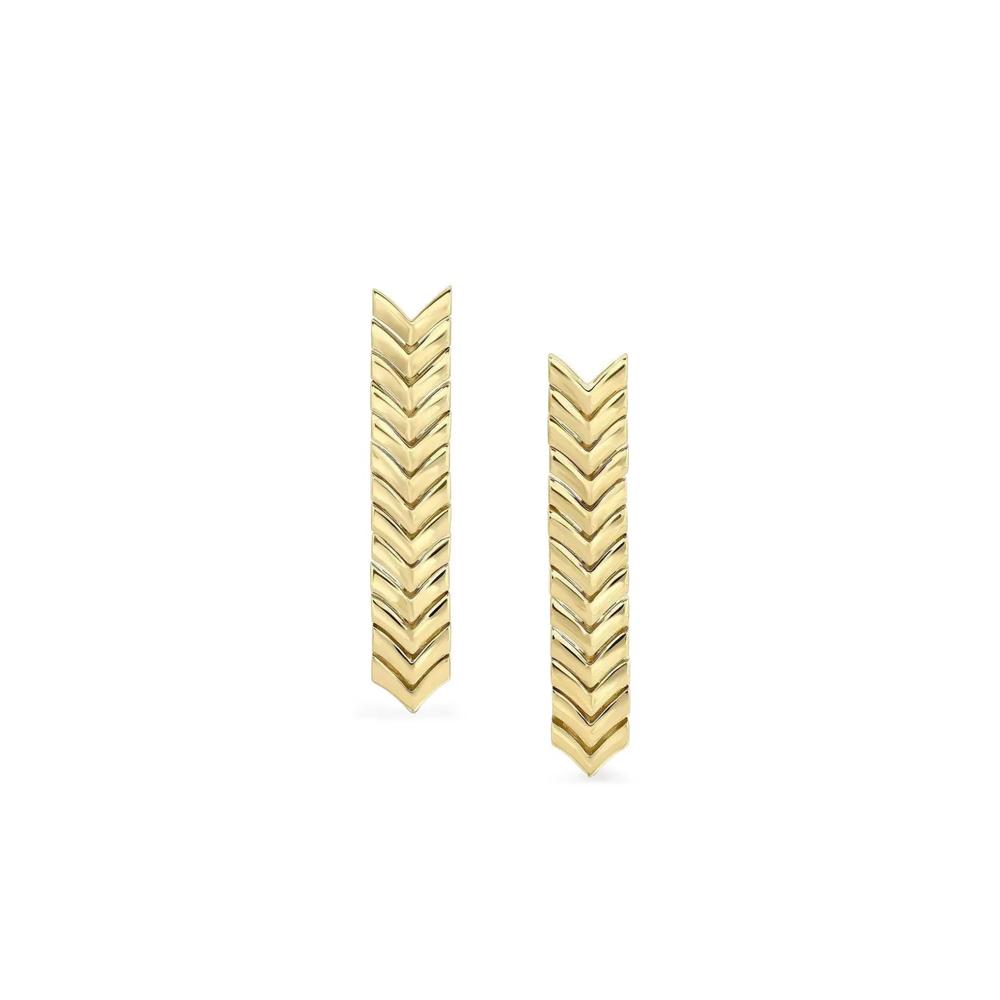 Серьги Chevron Zipper из желтого золота 1