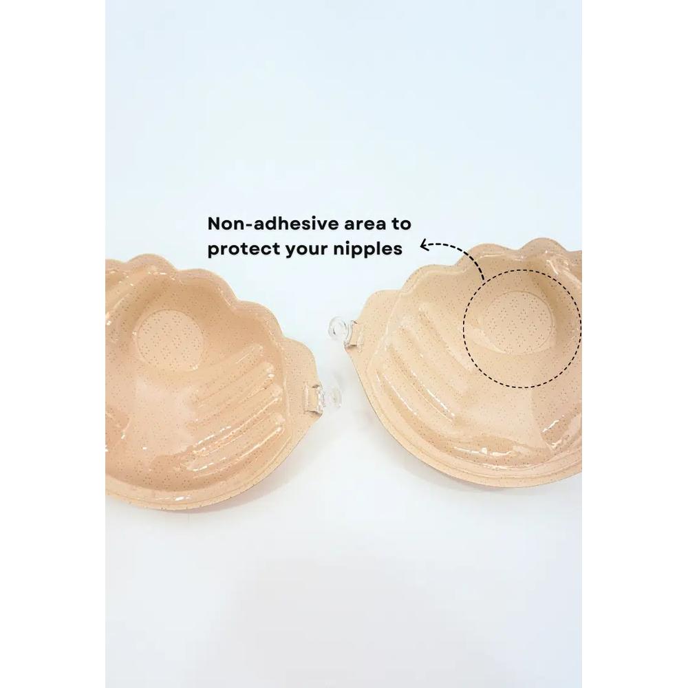 2 шт. Бюстгальтер Scallop Thick Push Up Stick On Nubra в цвете White, бесшовный, невидимый, многоразовый, на клейкой основе, для свадьбы 5