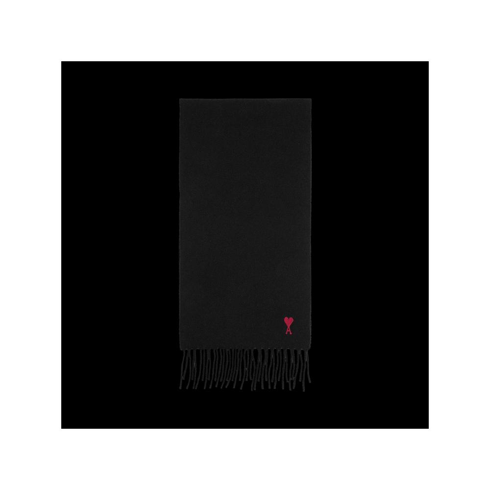 Шарфы Ami Quota Wool Scarf With Red De Coeur Embroidery 'Noir' 1