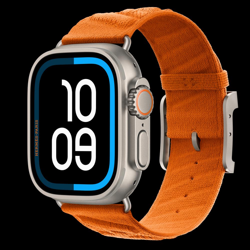 Apple Watch Hermès Ultra 4 49 мм, GPS + Cellular, титан, Natural, ремешок Orange En Mer 1