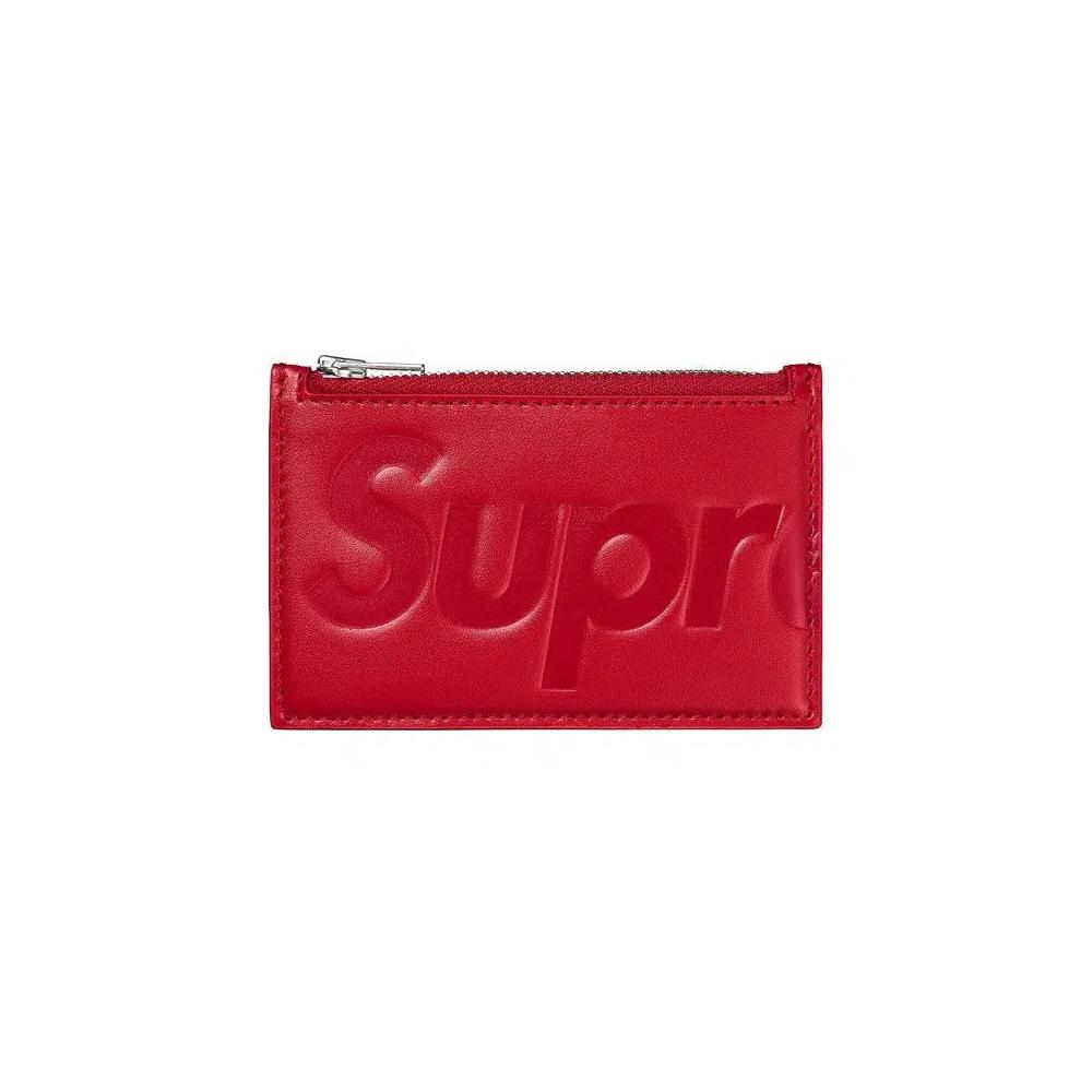 Кошельки Supreme Leather Zip Card Holder 'Red' 1