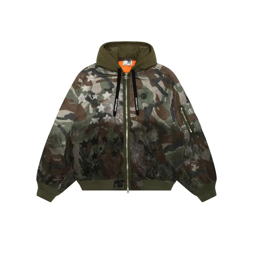 Бомберы AAPE Hooded Bomber Jacket 'Green/Multi' 1